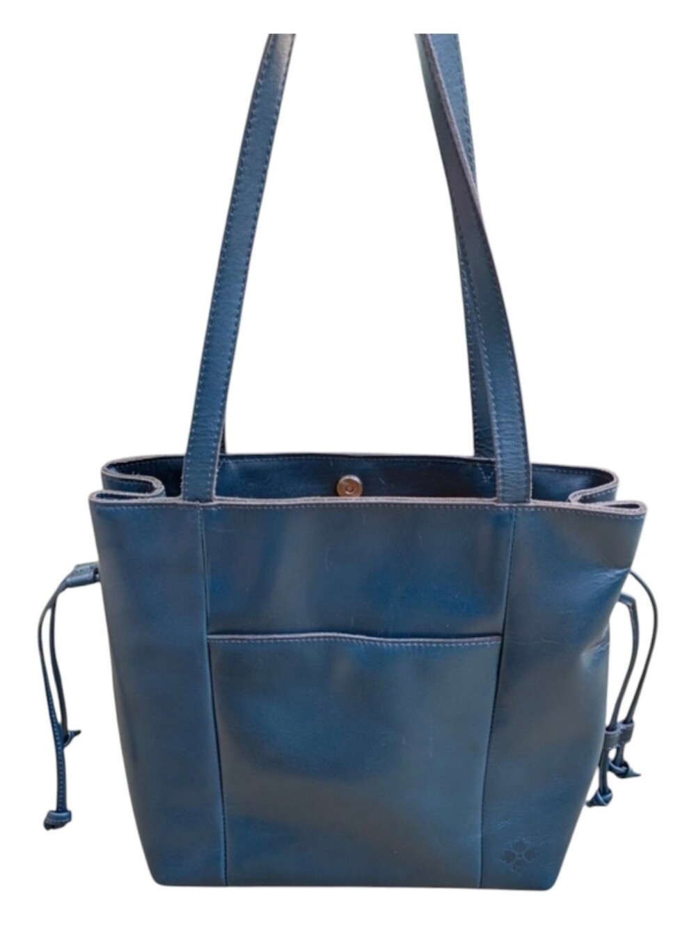 Patricia Nash Everton Leather Drawstring Tote Bag, Dark Teal - EUC!